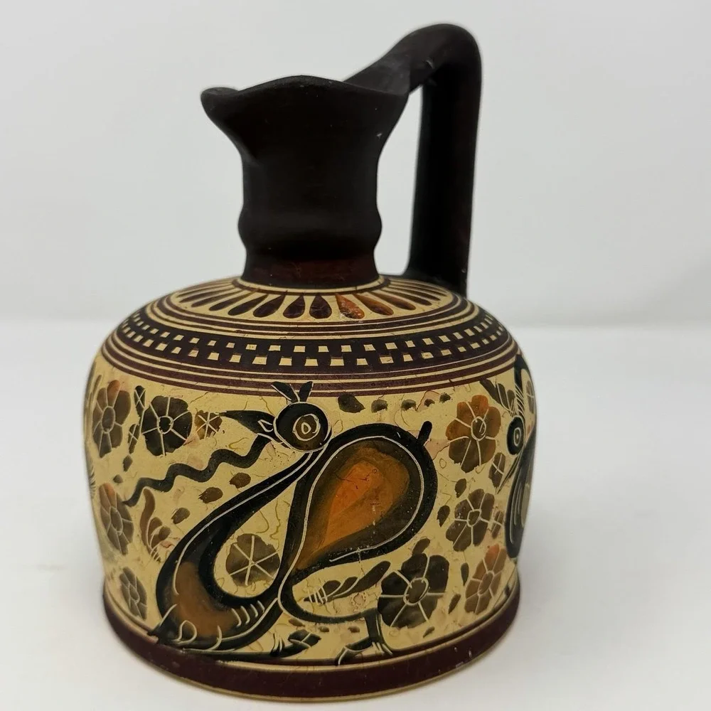 Vtg Greek Corinthian‎ Period 550 BC Oinochoe Jug Reproduction Owl Panther